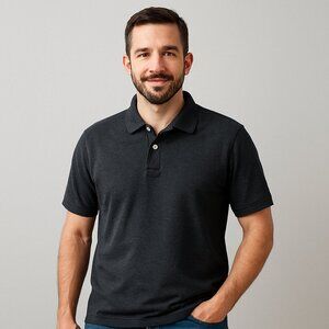 Goodfellow & Co Loring Polo Short Sleeve 2 Button Placket Railroad Gray Size XL